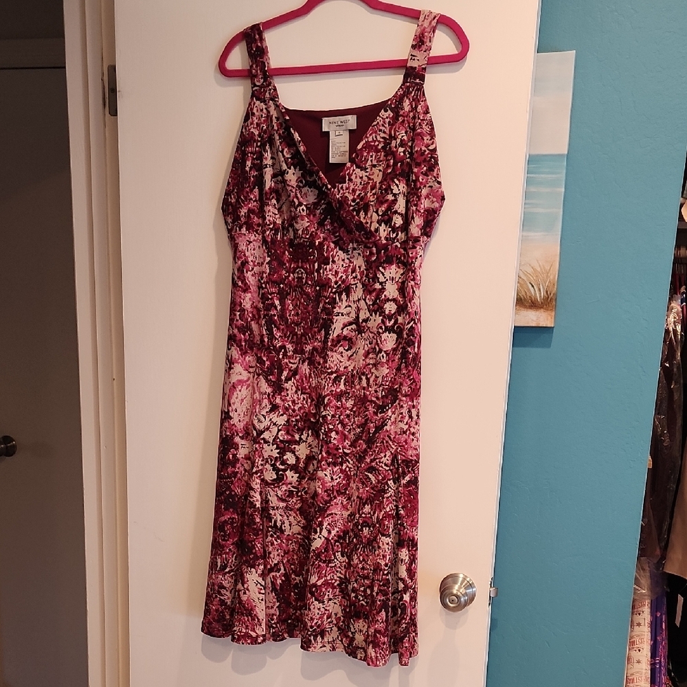 Nine West 1X Midi Dress in Pink and Black